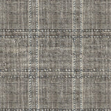 Wool-blend broadloom carpet swatch in a plaid tweed weave in silver and gray.