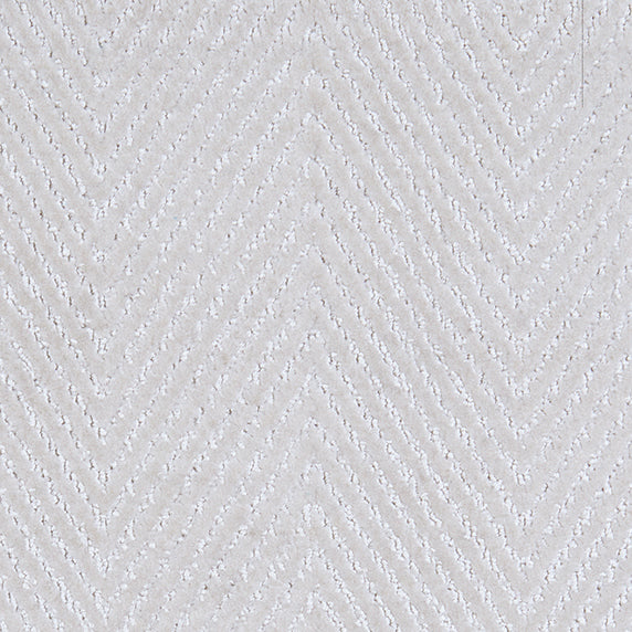 Nylon broadloom carpet swatch in a striped herringbone weave in cream.