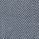 Nylon broadloom carpet swatch in a striped herringbone weave in blue-gray.