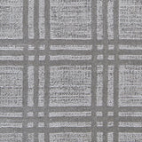 Nylon broadloom carpet swatch in a dimensional plaid weave in graphite.