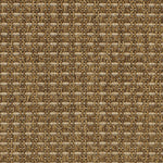 Outdoor broadloom carpet swatch in a dimensional grid weave in bronze and tan.