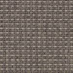 Outdoor broadloom carpet swatch in a dimensional grid weave in gray and brown.