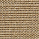 Outdoor broadloom carpet swatch in a dimensional grid weave in cream and brown.