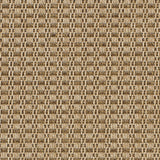 Outdoor broadloom carpet swatch in a dimensional grid weave in cream and brown.
