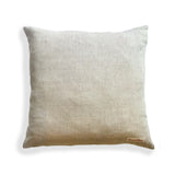 Back of a square throw pillow in solid tan.