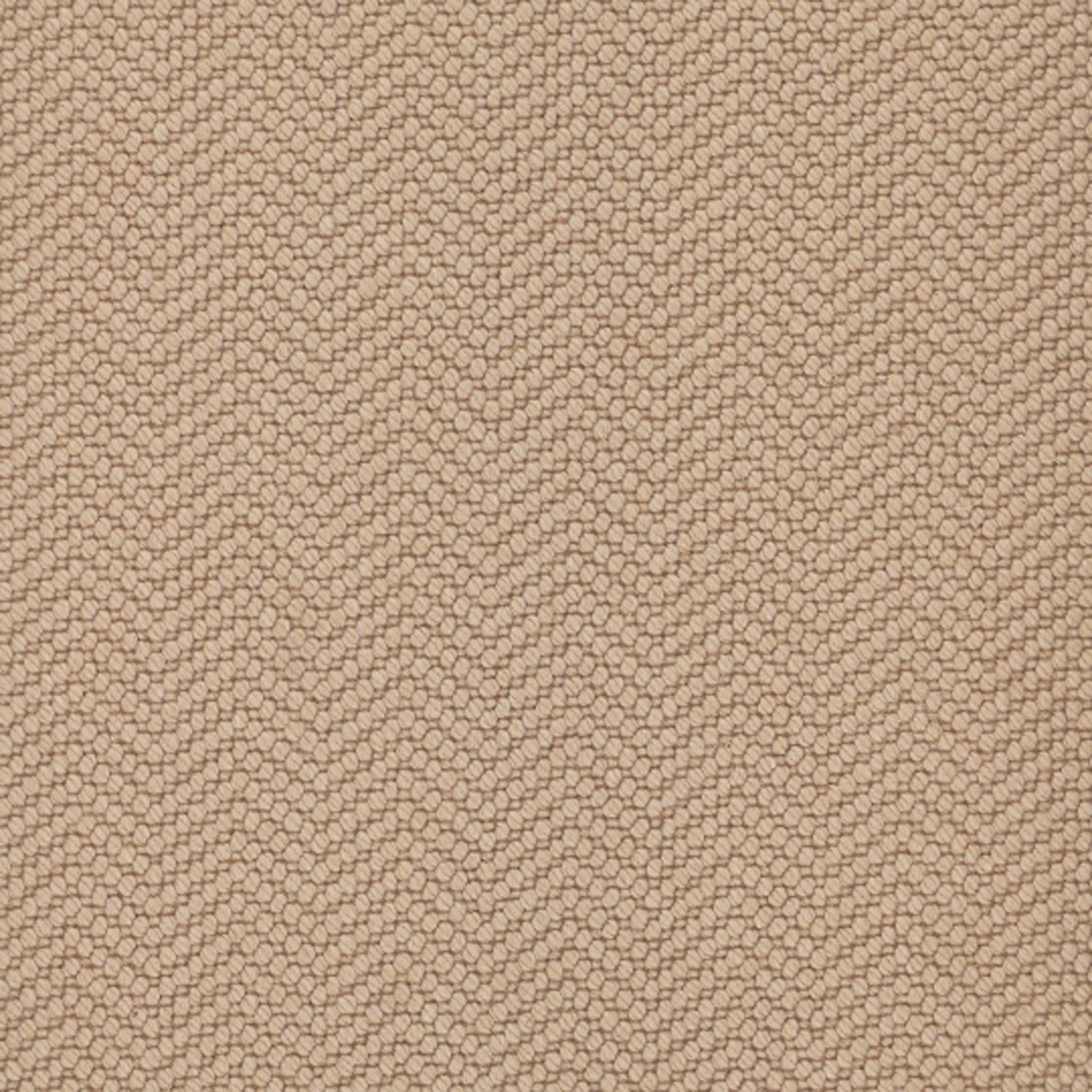 Wool broadloom carpet swatch in a dimensional herringbone weave in beige.