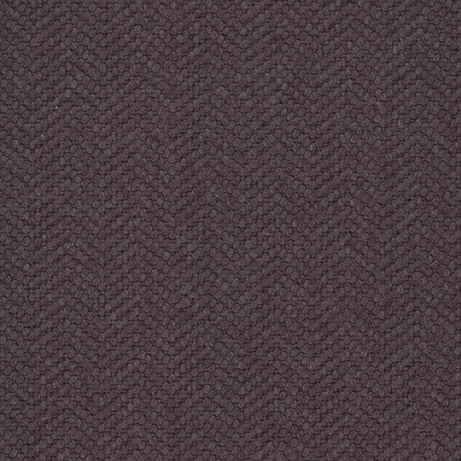 Wool broadloom carpet swatch in a dimensional herringbone weave in dark purple.