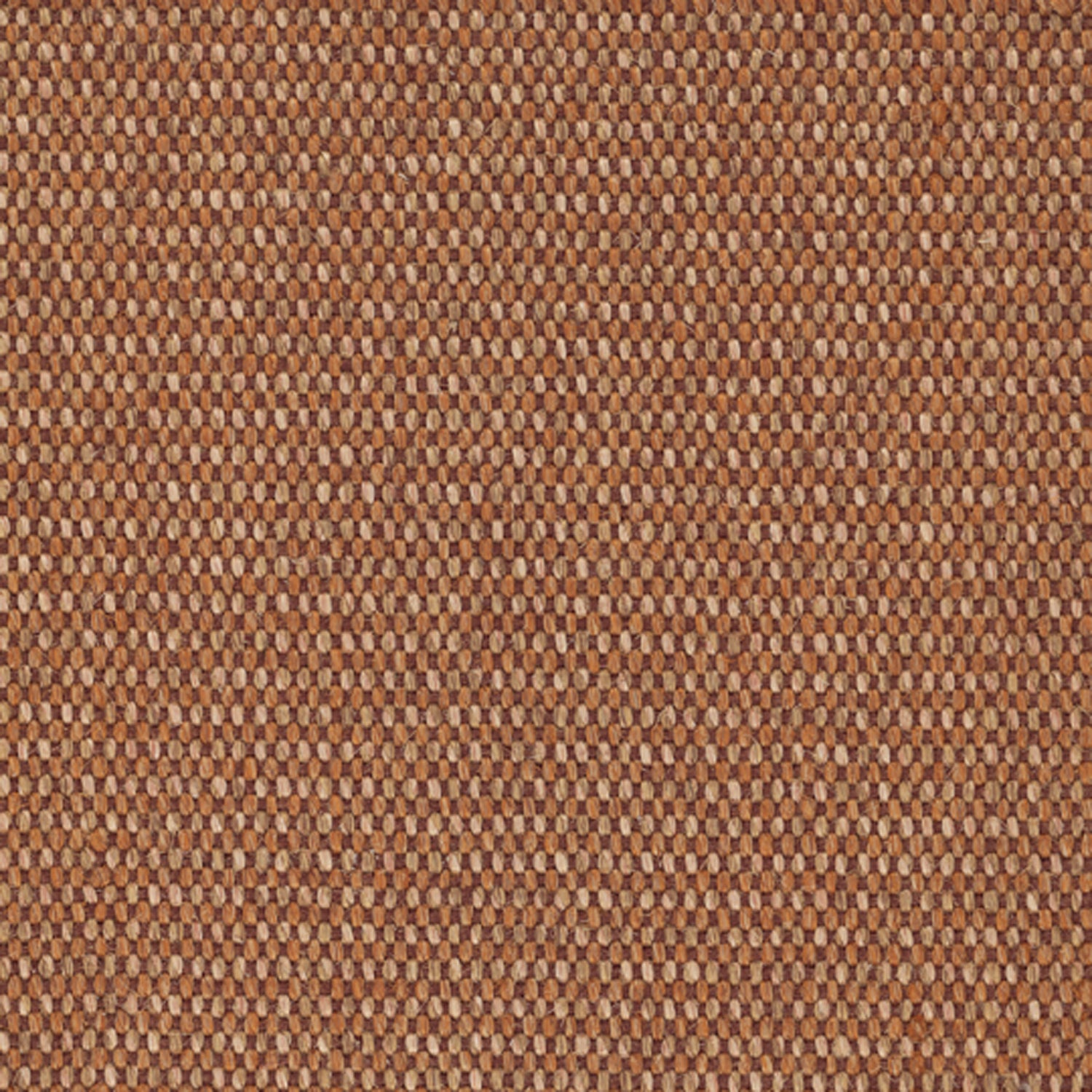 Sisal broadloom carpet swatch in a flat grid weave in bronze and chestnut.