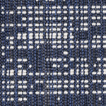 Wool broadloom carpet swatch in an abstract grid print in navy and cream.