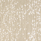 Wool broadloom carpet swatch in an irregular looped weave in cream and tan with white accents.