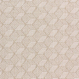 Wool-blend broadloom carpet swatch in a small-scale linear geometric pattern in white and tan.