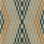 Close up detail of Ridder Diamond featuring a repeating graphic diamond motif made from smaller trapezoid shapes in light blue, teal, tan and ivory.