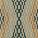 Close up detail of Ridder Diamond featuring a repeating graphic diamond motif made from smaller trapezoid shapes in light blue, teal, tan and ivory.