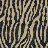Wool-blend broadloom carpet swatch in a black and tan tiger print weave.