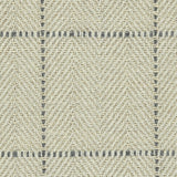Wool broadloom carpet swatch in a plaid herringbone weave in cream and gray.
