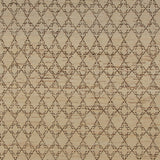 Woven rug swatch in a small-scale diamond filigree pattern in black on a tan field.