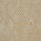 Woven rug swatch in an interlocking diamond pattern in white on a mottled cream field.