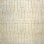 Woven high-pile rug swatch in a dimensional abstract line pattern on a cream field.