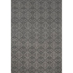 Rectangular rug in a repeating floral paisley in shades of gray.