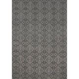 Rectangular rug in a repeating floral paisley in shades of gray.