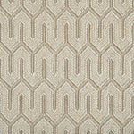 Wool-blend broadloom carpet swatch in a chunky geometric linear weave in cream and tan.