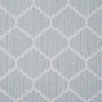 Wool-blend broadloom carpet swatch in a chunky lattice weave in light blue on a mottled blue field.