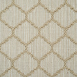 Wool-blend broadloom carpet swatch in a chunky lattice weave in tan on a mottled cream field.