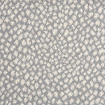 Wool-blend broadloom carpet swatch in a small scale animal print pattern in cream on a blue-gray field.