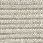 Outdoor broadloom carpet swatch in a flat grid weave in silver and cream.
