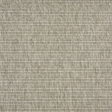 Outdoor broadloom carpet swatch in a ribbed flat weave in mottled heather gray.