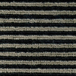 Wool-linen broadloom carpet swatch in a chunky striped weave in shades of gray and black.