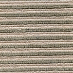 Wool-linen broadloom carpet swatch in a chunky striped weave in mauve and sage.