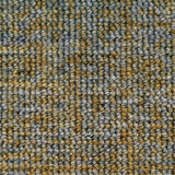 Wool broadloom carpet swatch in a chunky loop weave in mottled gray and olive.