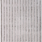 Wool-blend broadloom carpet swatch in a dimensional ribbed weave in greige and gray.