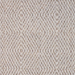 Wool-blend broadloom carpet swatch in a chunky diamond weave in mottled shades of cream, brown and gray.