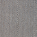 Wool-blend broadloom carpet swatch in a chunky diamond weave in mottled shades of brown, cream and navy.